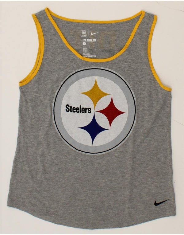 NIKE Womens Steelers Graphic Vest Top UK 14 Large Grey Cotton
