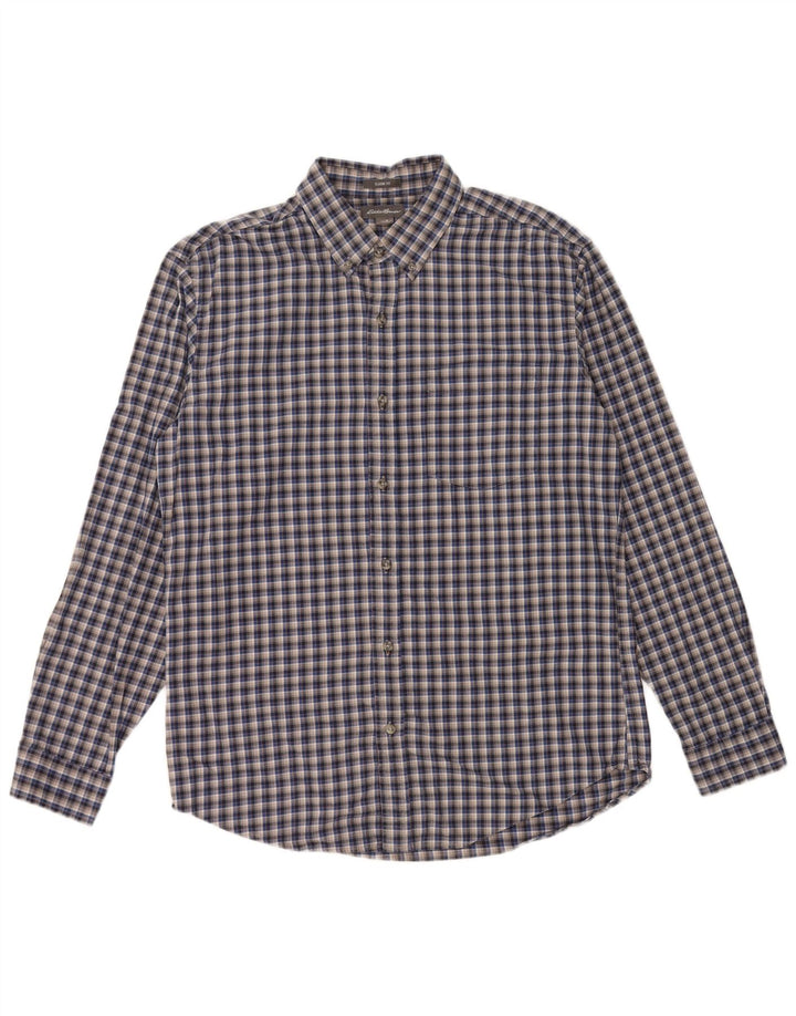EDDIE BAUER Camisa de franela de corte clásico para hombre Algodón a cuadros gris medio