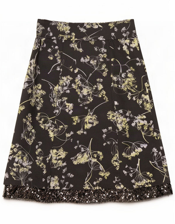 Laura Ashley Womens A-Line Skirt UK 10 Small W28 Grey Floral Cotton