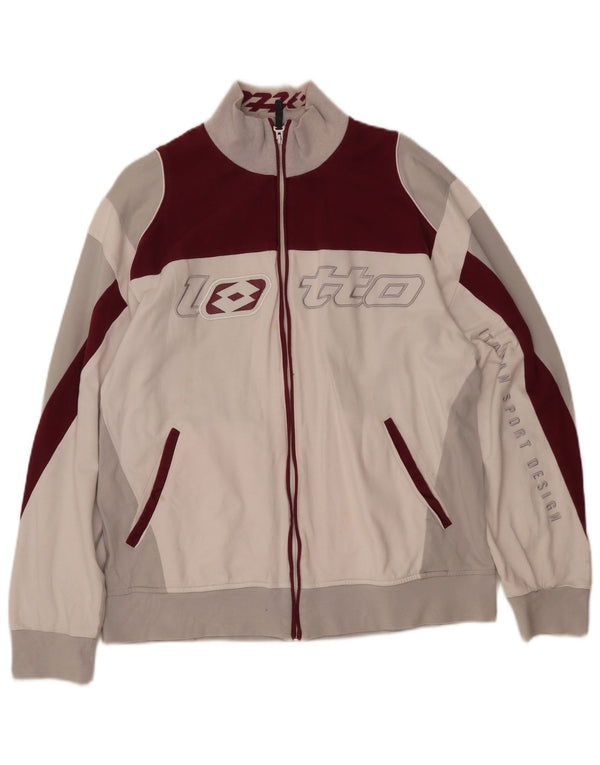 LOTTO Chaqueta superior de chándal con gráfico para mujer UK 40 XL Blanco Colorblock