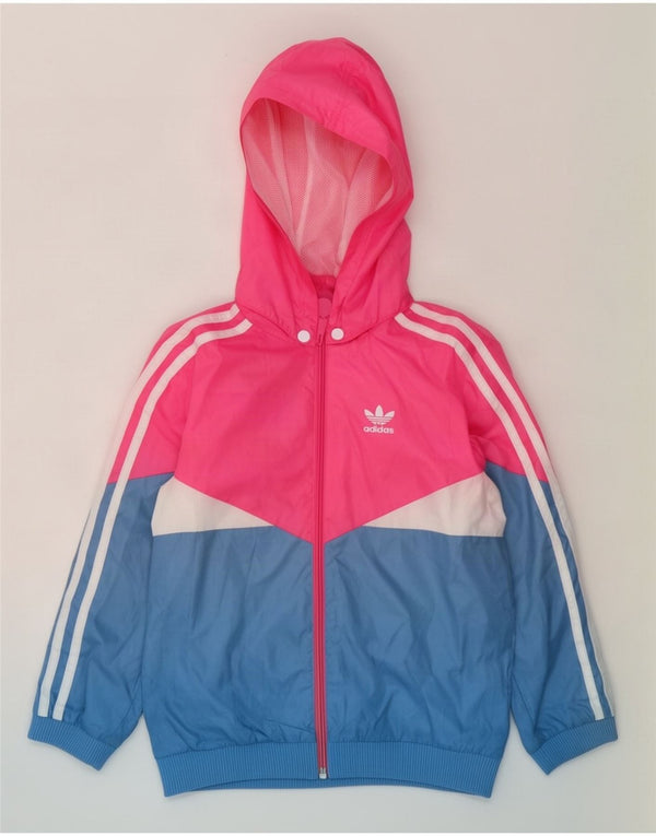 Adidas - Chaqueta de chándal con capucha para niña, 6-7 años, color rosa