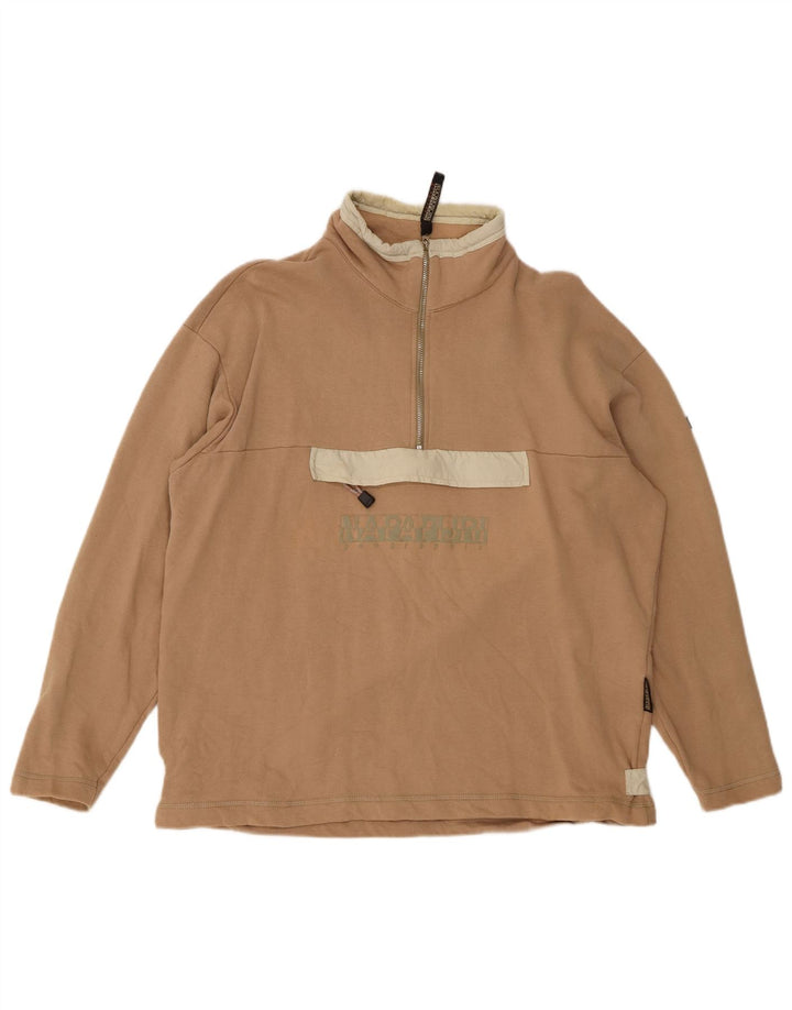 NAPAPIJRI Sudadera Estampada Con Cuello Y Cremallera Para Hombre Jersey De Algodón Beige Medio