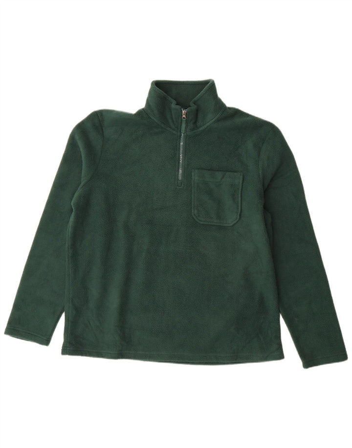 Marks & Spencer Jersey de forro polar con cuello y cremallera para hombre Poliéster verde grande