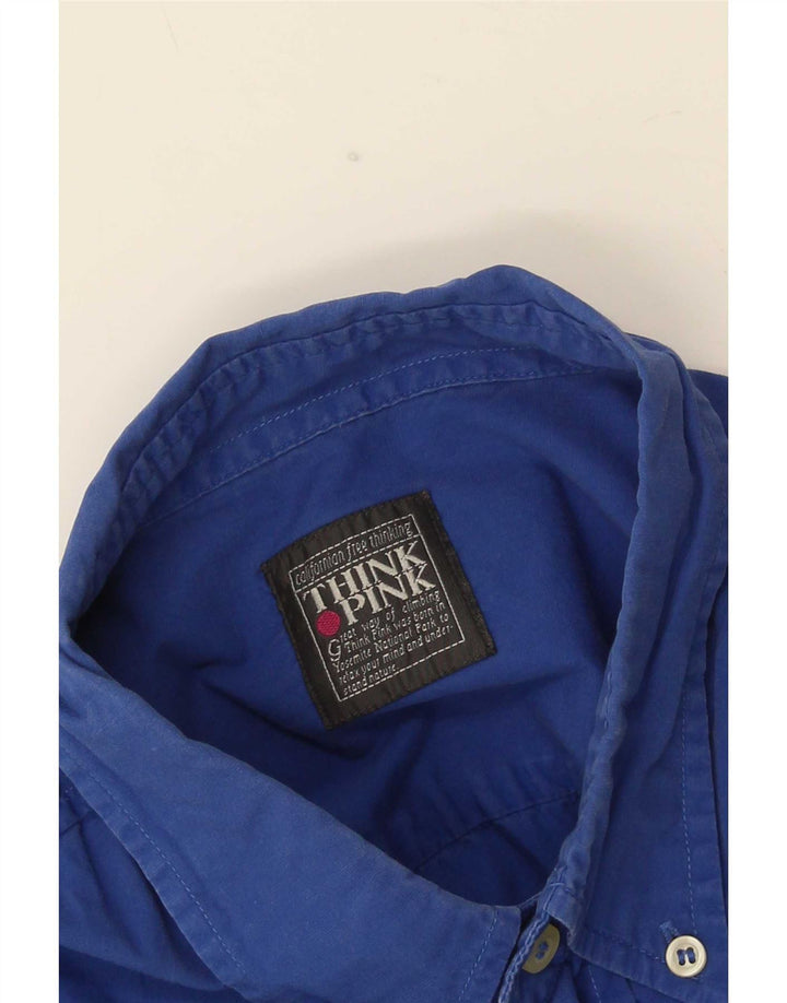Think Pink Camisa de manga corta para hombre 2XL Azul