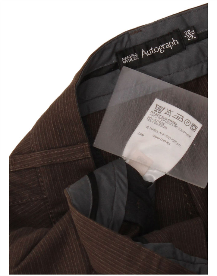 Marks & Spencer Pantalones Casuales Autograph para Mujer W38 L24 Marrón Pinstripe