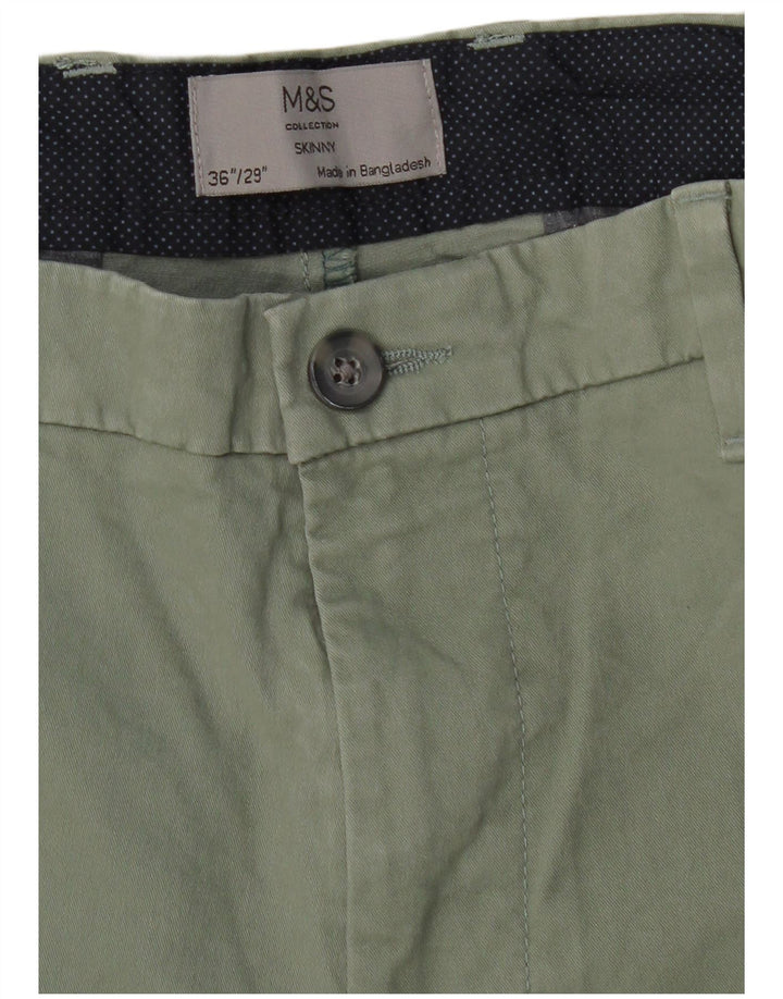 MARKS & SPENCER Pantalones chinos ajustados para hombre W36 L29 Algodón verde