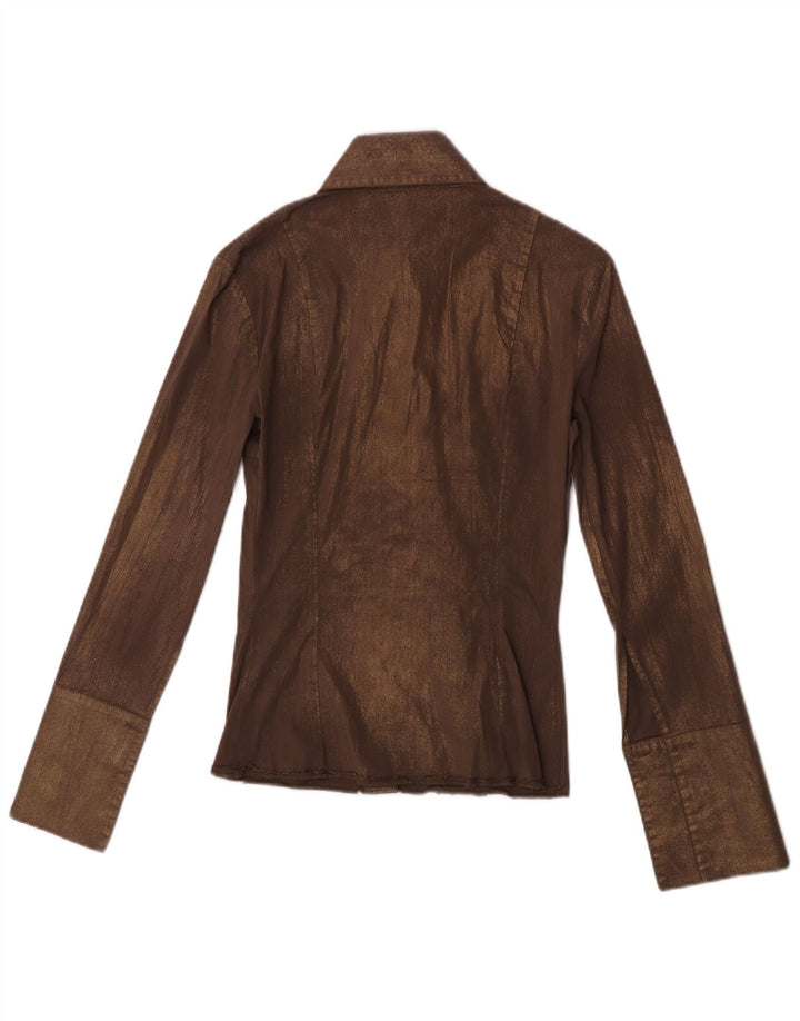 Patrizia Pepe Camisa Formal Mujer IT 40 Small Marrón Algodón