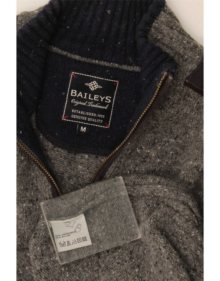 Baileys Hombre Jersey Con Cremallera En El Cuello De Lana De Cordero Color Block Gris Medio