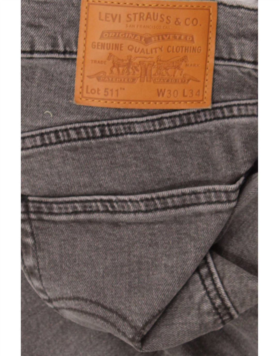 Levi's Hombre 511 Slim Jeans W30 L30 Algodón Gris