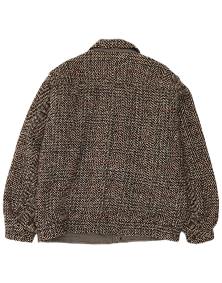 Faciba Chaqueta Bomber para Hombre IT 50 Lana a Cuadros Gris Grande