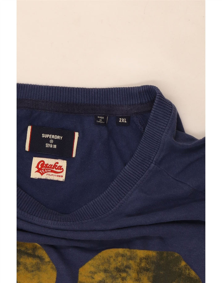 Superdry Top gráfico de manga larga para hombre 2XL Algodón azul marino
