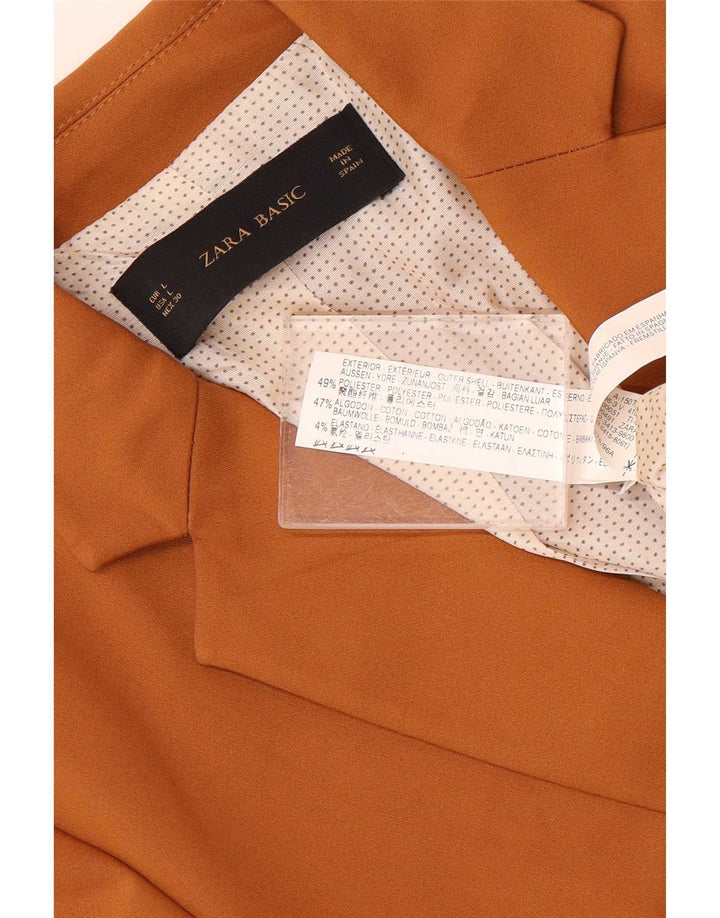 Zara Mujer Chaqueta Blazer De 1 Botón UK 44 Grande Poliéster Beige