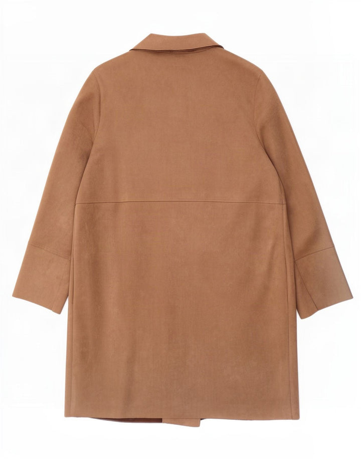 Zara Mujer Abrigo Abierto ES 40 XL Marrón Poliéster