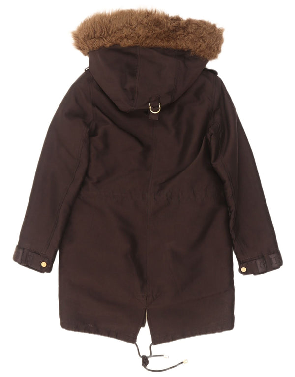 Guess Parka con capucha gráfica para mujer UK 6 XS Poliéster negro