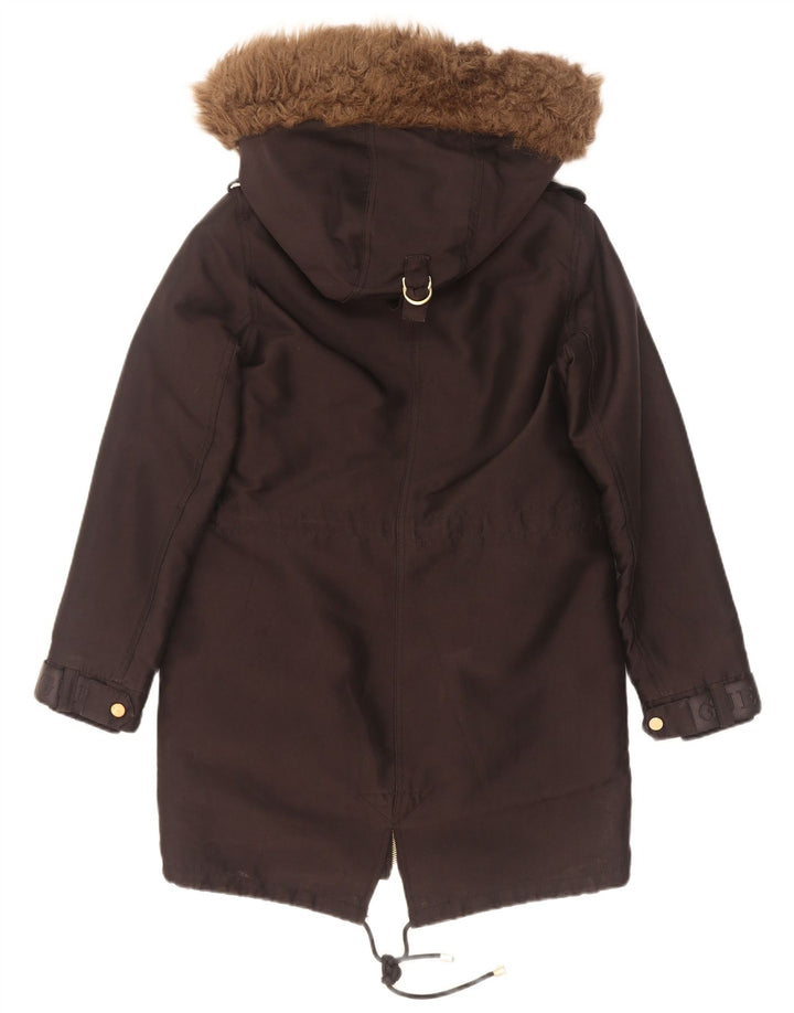 Guess Parka con capucha gráfica para mujer UK 6 XS Poliéster negro