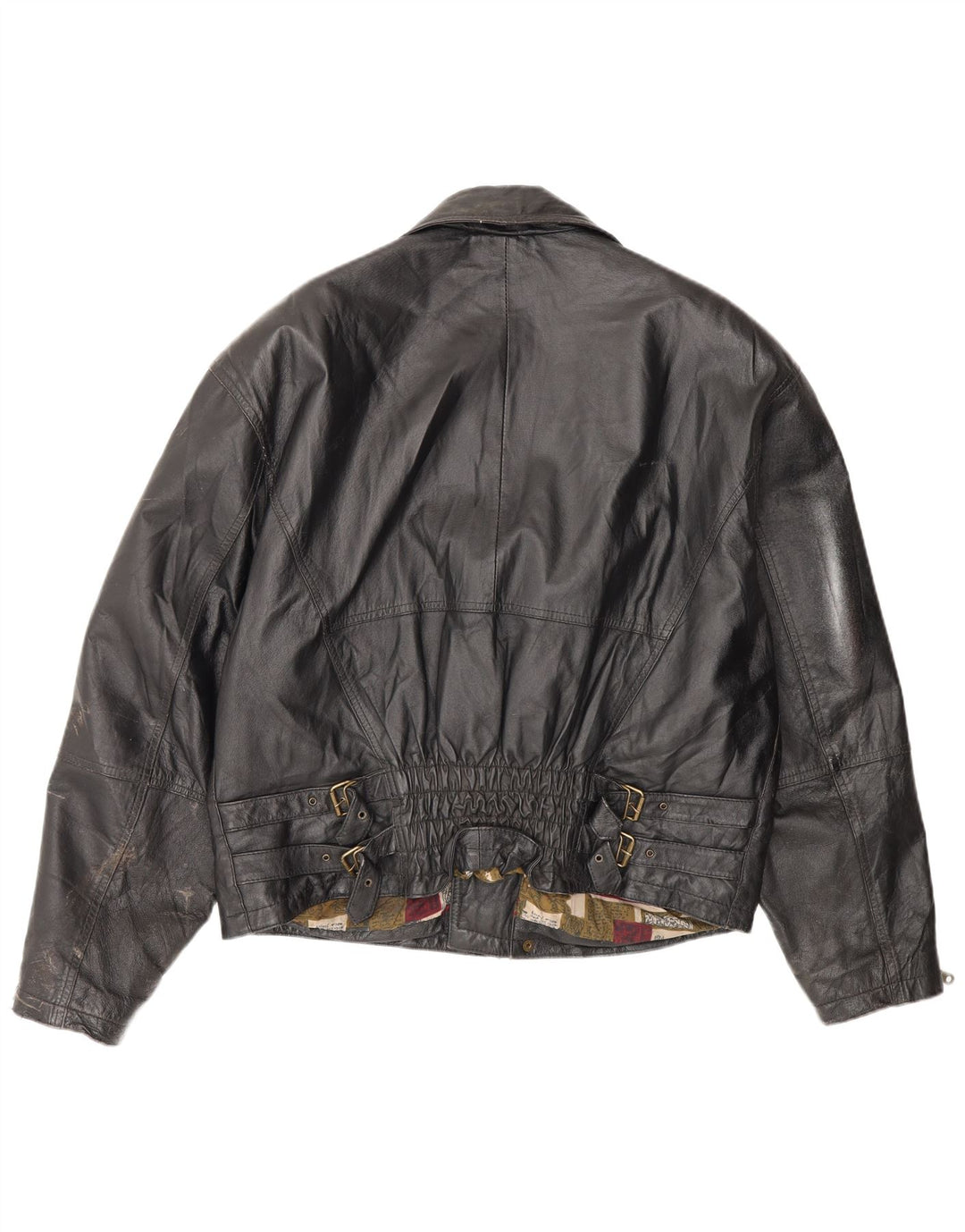 Vintage hombres cuero biker chaqueta IT 50 medio negro