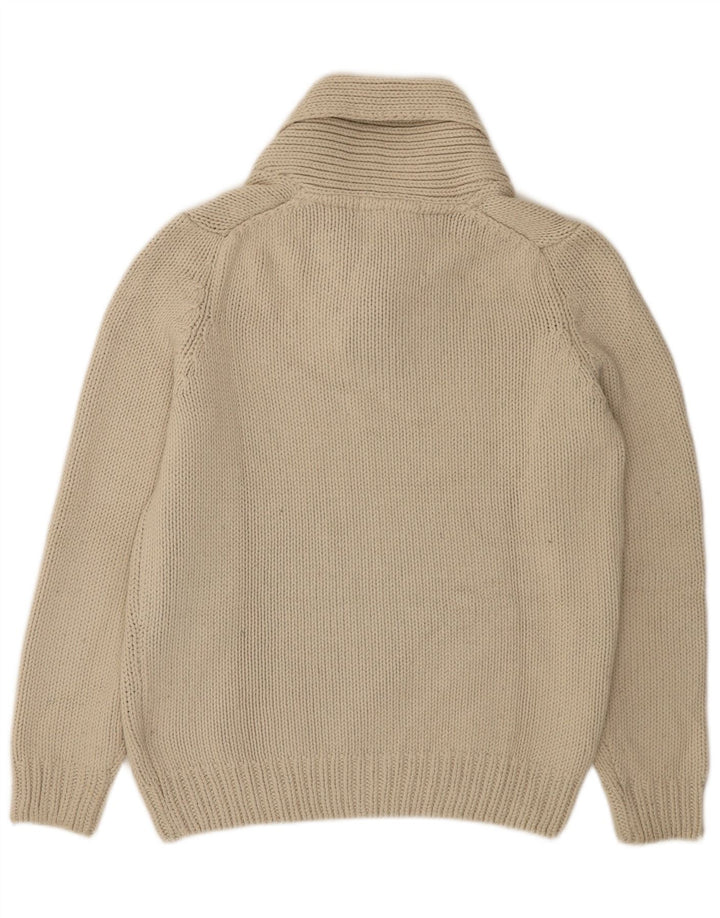 Zara Hombre Jersey Con Cuello Chal Suéter Grande Acrílico Beige