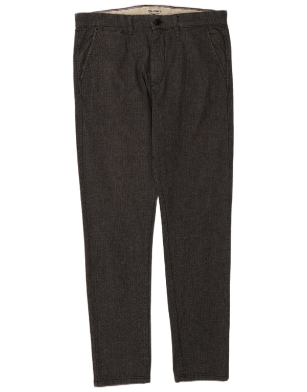 Jack & Jones Mens Slim Chino Pantalones W32 L32 Gris Espiga Viscosa