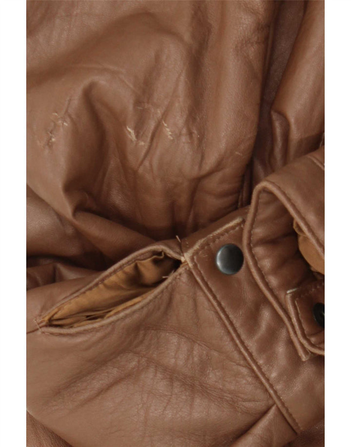 Chaqueta de cuero vintage para hombre IT 48 cuero marrón medio