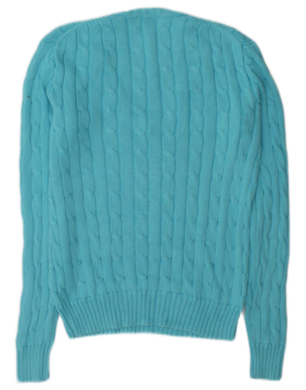 Polo Ralph Lauren Womens V-Neck Jumper Sweater UK 6 XS Blue Cotton