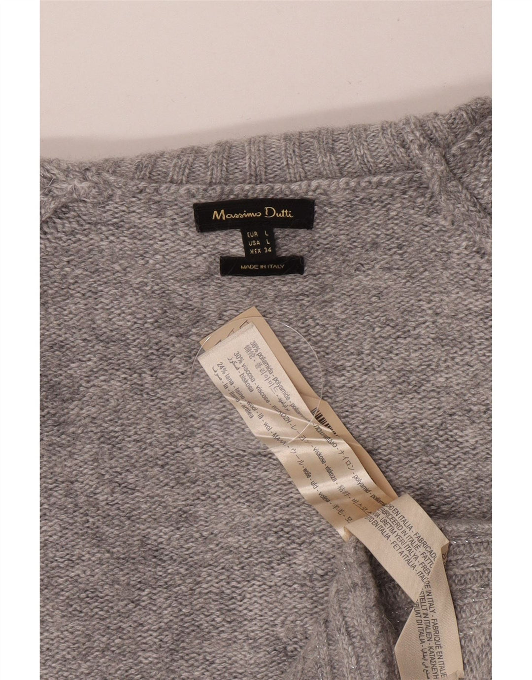 Massimo Dutti Jersey con Cuello Alto para Mujer UK 46 Large Gris Poliamida