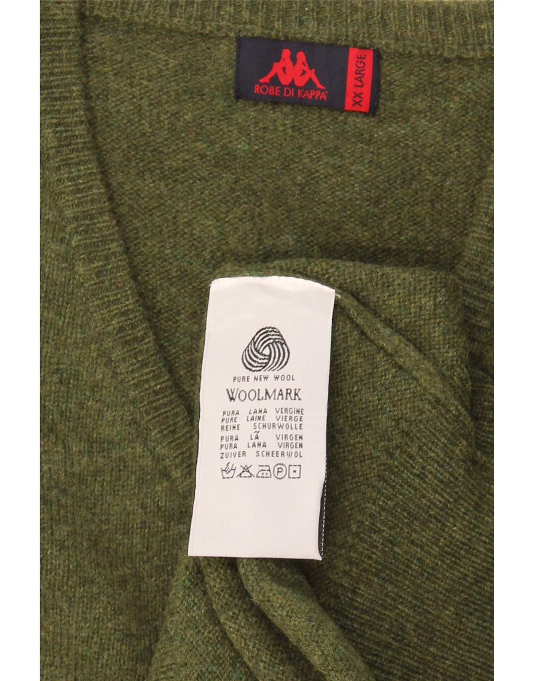 Kappa Jersey con cuello en V para hombre, talla 2XL, lana virgen caqui