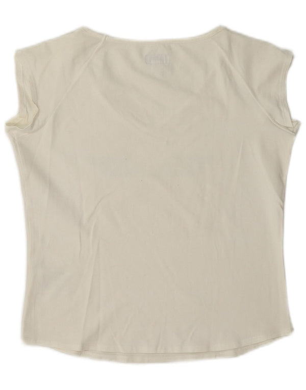 Armani Jeans Camiseta corta con gráfico para mujer Top UK 10 Small White Cotton