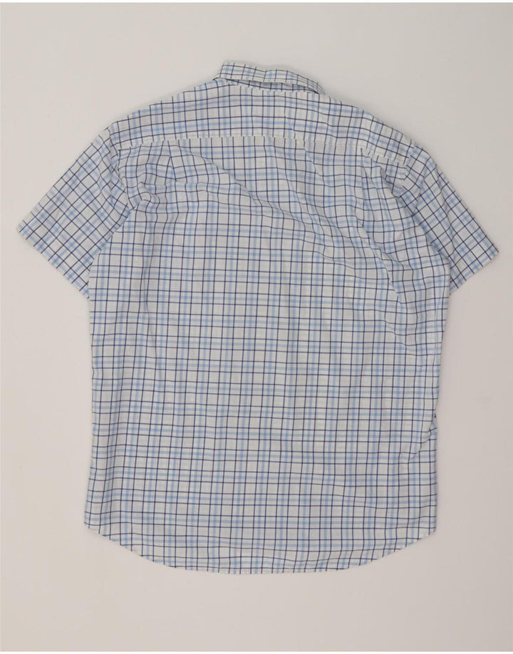 Camisa Lacoste Hombre Manga Corta Talla 42 Algodón Cuadros Azul Grande