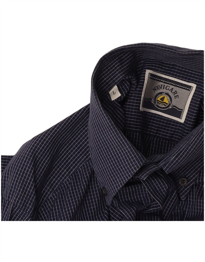 NAVIGARE Camisa Hombre Grande Cuadros Azul Marino