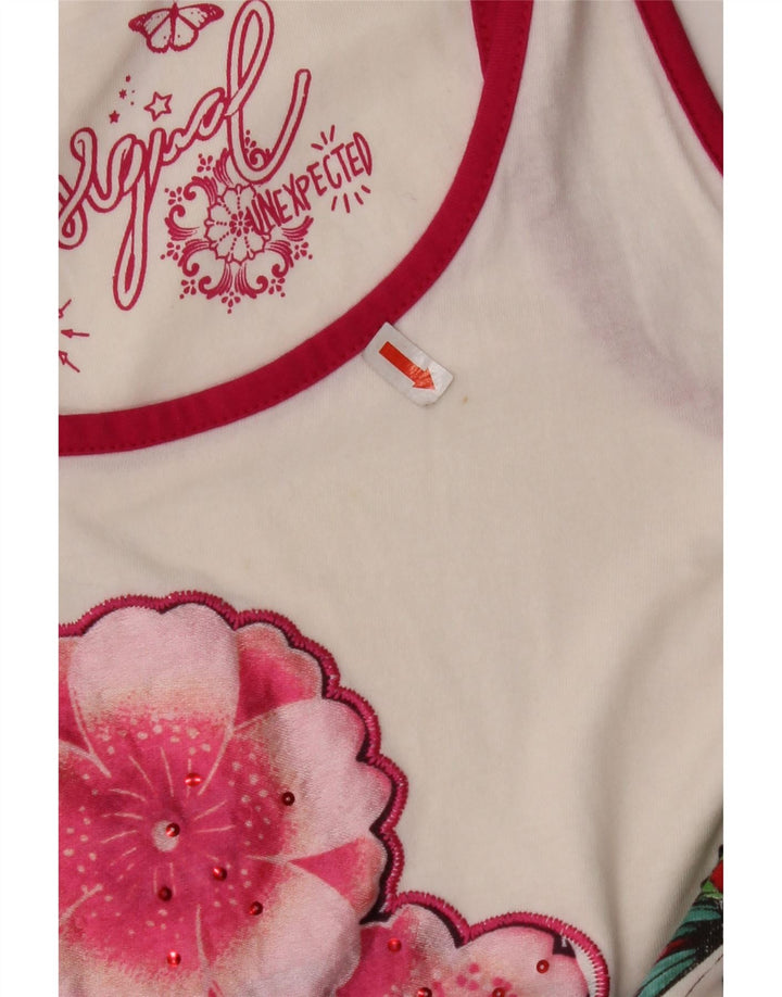 DESIGUAL Vestido tipo túnica sin mangas con estampado gráfico para niña 11-12 años Blanco floral