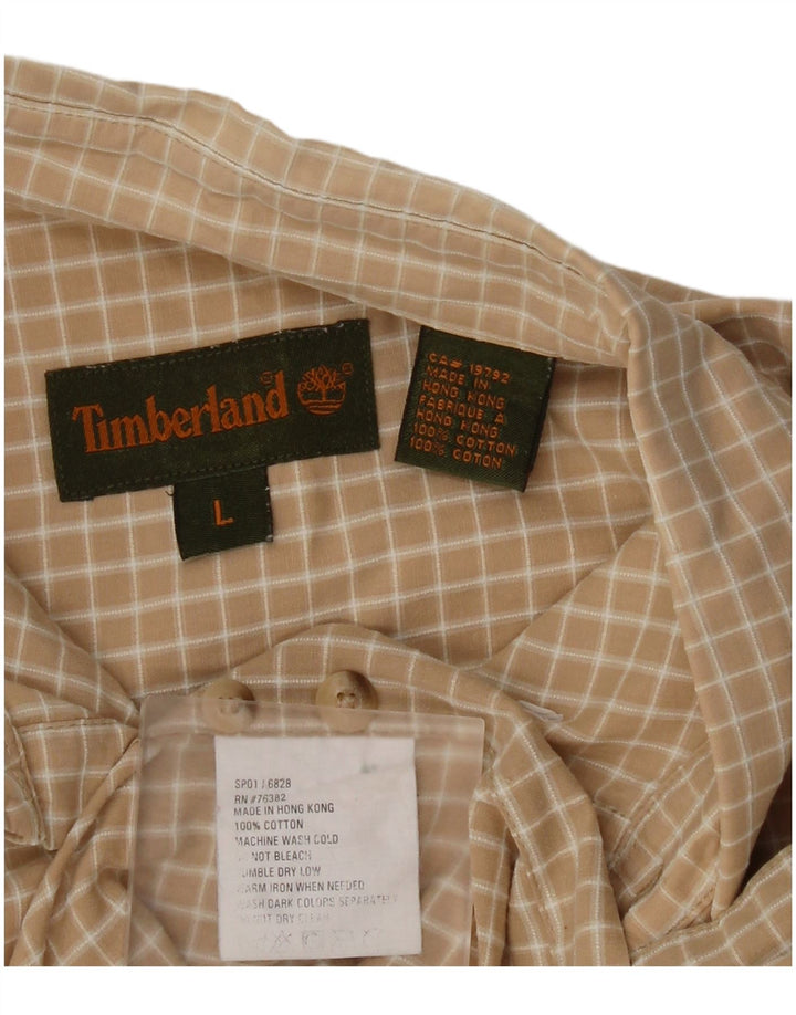 Timberland Camisa De Manga Corta Para Hombre Algodón A Cuadros Beige Grande