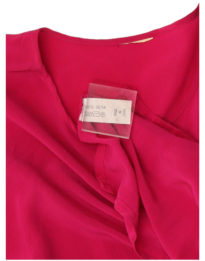 Vintage mujer blusa Top Reino Unido 16 seda rosa grande