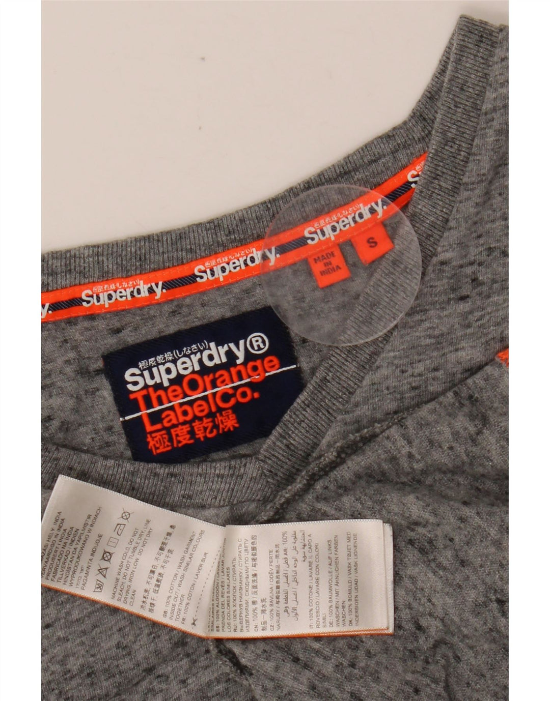 SUPERDRY Camiseta para hombre Top Small de algodón moteado gris
