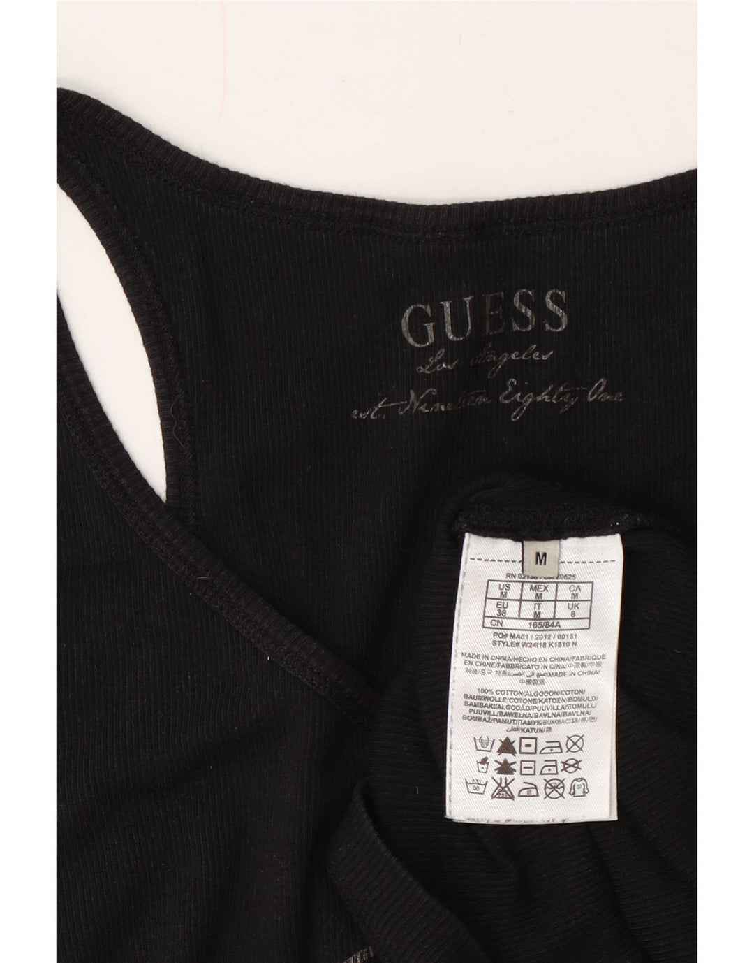 Guess Top sin mangas gráfico para mujer UK 8 Small Algodón negro