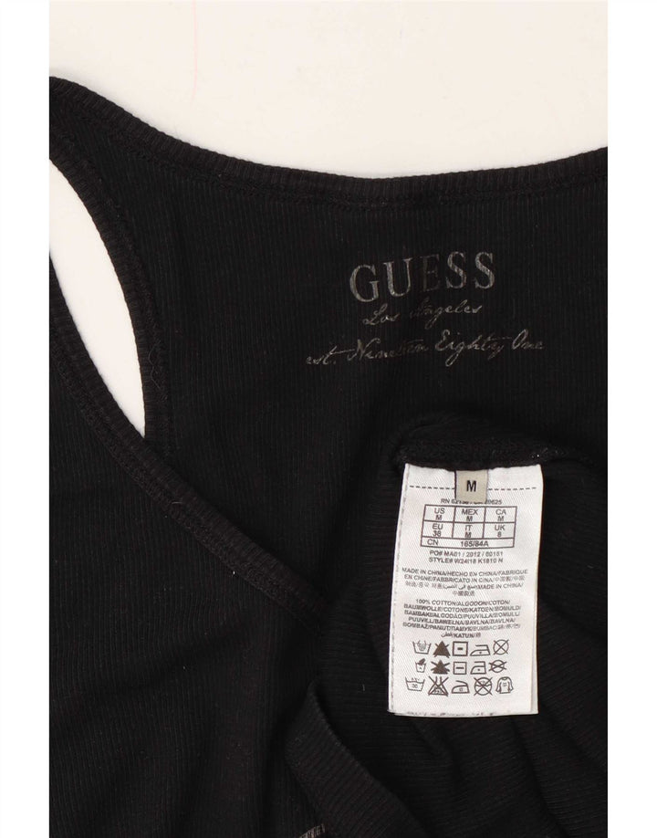 Guess Top sin mangas gráfico para mujer UK 8 Small Algodón negro