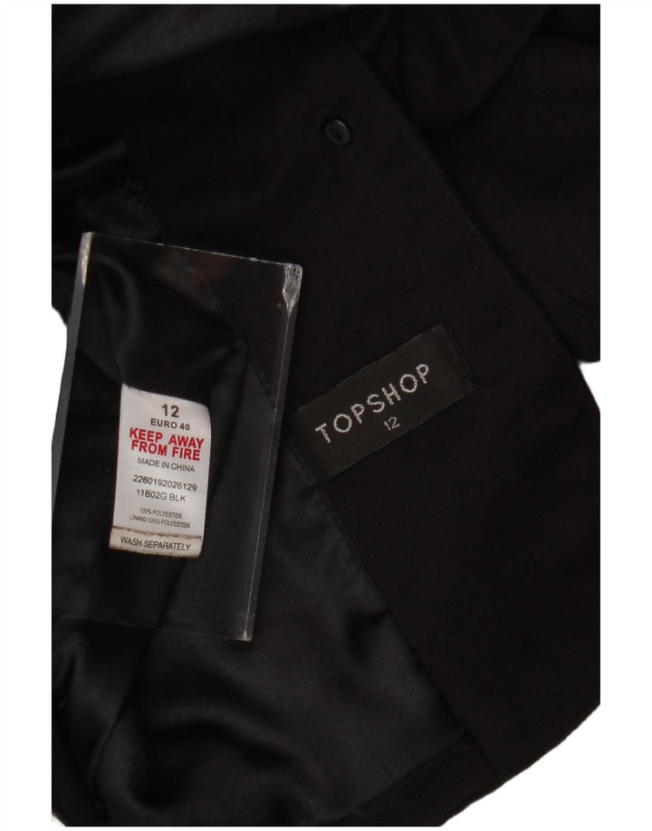 Topshop Chaqueta tipo blazer de 2 botones para mujer UK 40 Mediano Poliéster negro