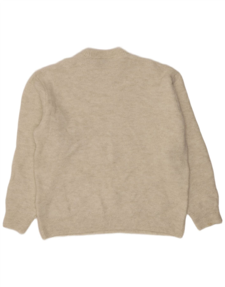 ZARA Hombre Jersey De Cuello Redondo Jersey Grande Acrílico Beige
