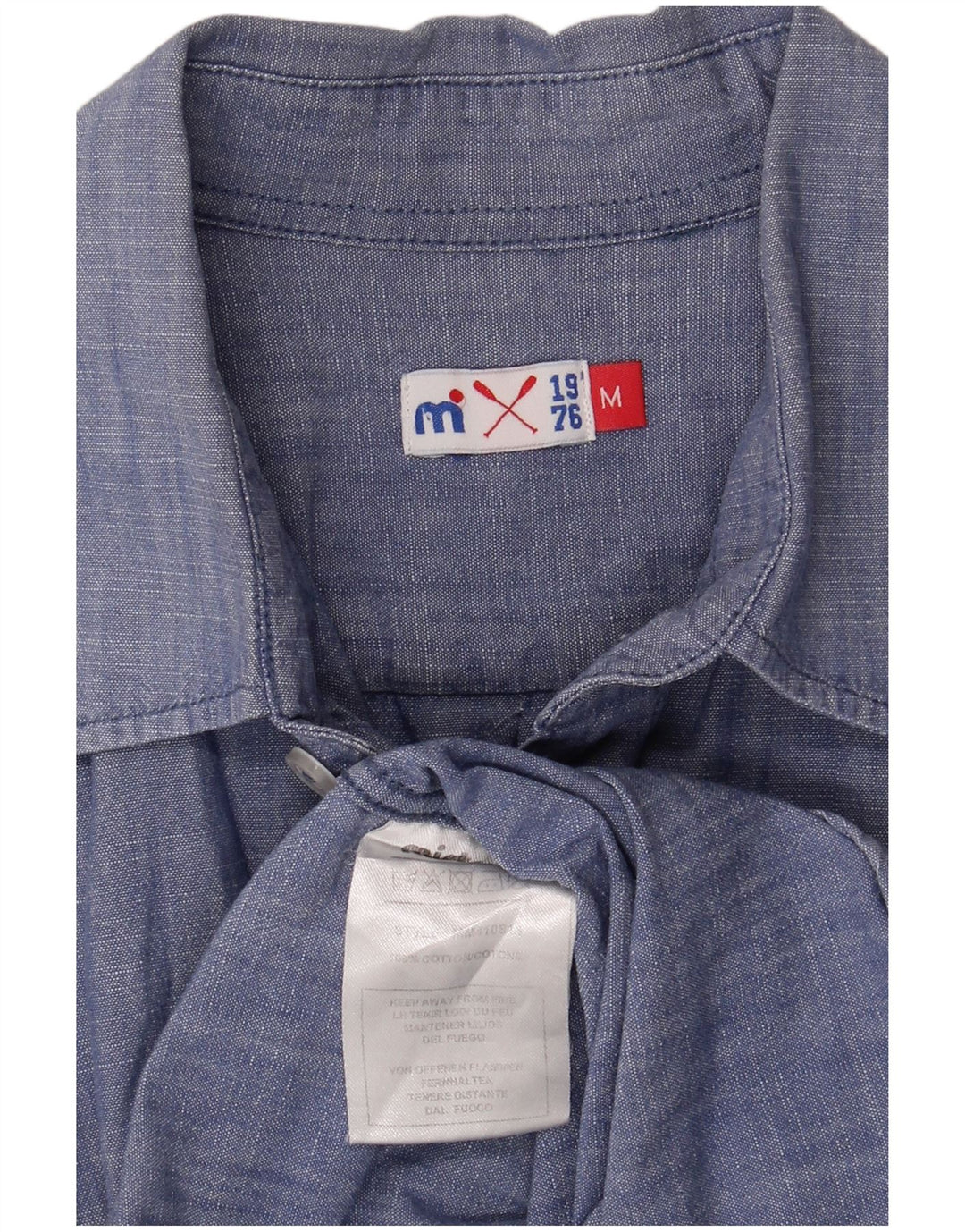 Camisa Vintage Hombre Algodón Azul Medio