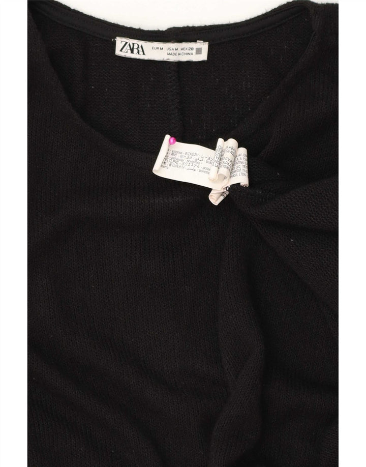 Zara Mujer Poncho Blusa Top UK 44 Medium Viscosa Negra