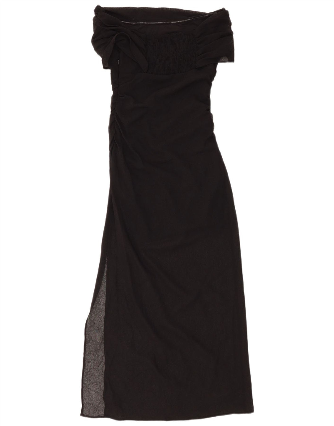 ZARA Vestido maxi con hombros descubiertos para mujer UK 8 Small Poliéster negro