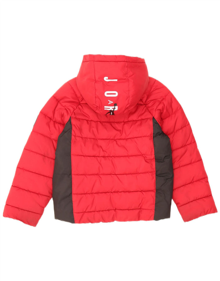 Jordan Chaqueta acolchada con capucha y gráfico para niños 8-9 años, talla pequeña, color rojo