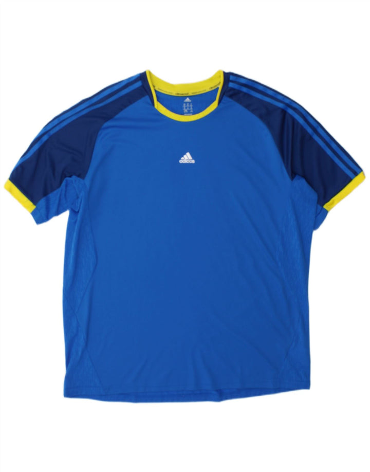 Adidas Hombre Climacool Camiseta Top XL Azul Colorblock Poliéster