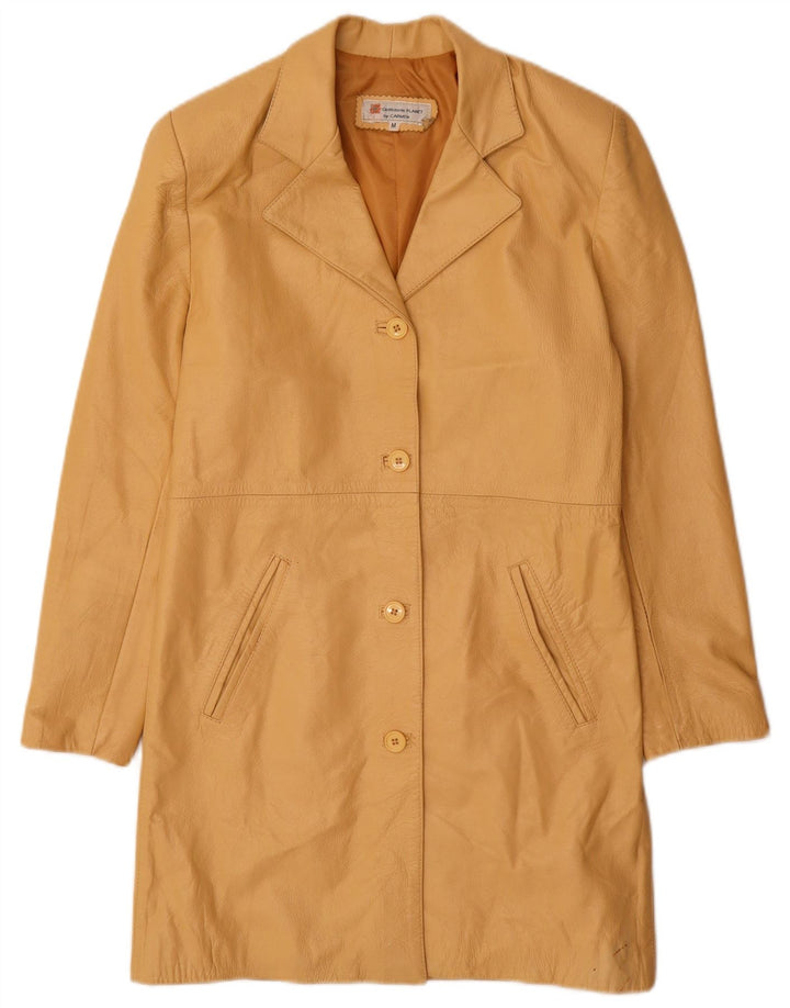 Carmen Abrigo de cuero para mujer UK 42 Cuero amarillo mediano