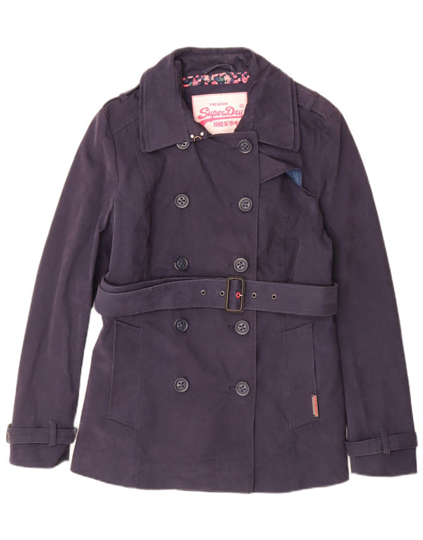 Superdry Gabardina de doble botonadura para mujer UK 40 XL Algodón azul marino