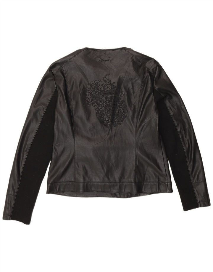 Desigual Mujer Chaqueta Biker De Piel Sintética EU 46 XL Poliuretano Negro