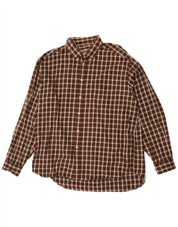 Fila Camisa de franela para hombre XL Algodón a cuadros marrón