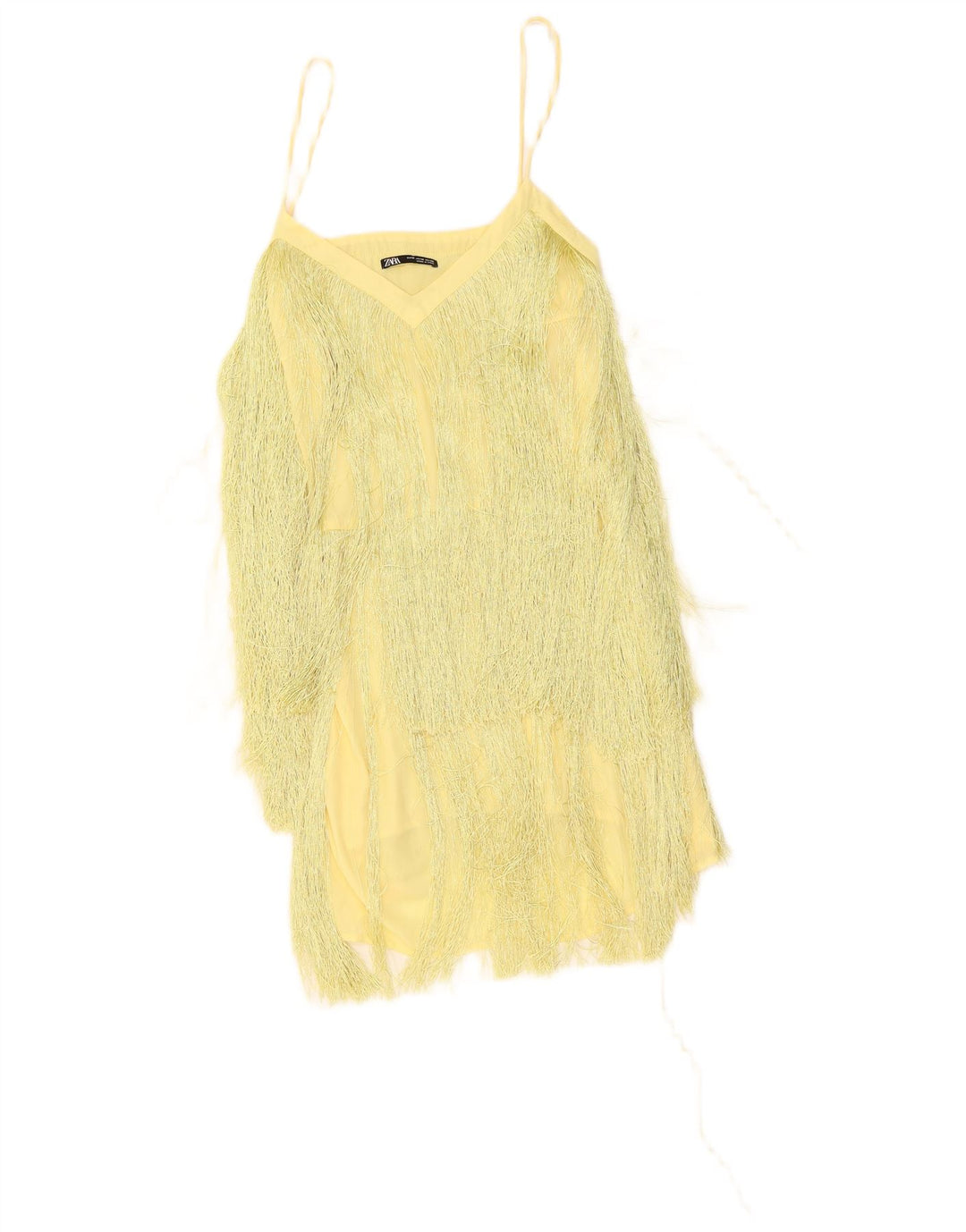 Zara Vestido Charleston para Mujer UK 40 Poliéster Amarillo Medio