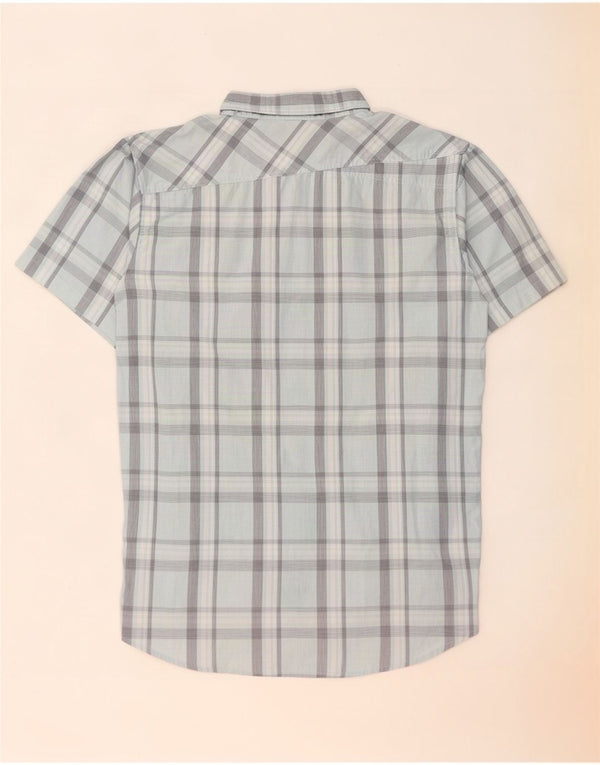 Camisa Oakley Hombre Manga Corta Algodón A Cuadros Azul Medio