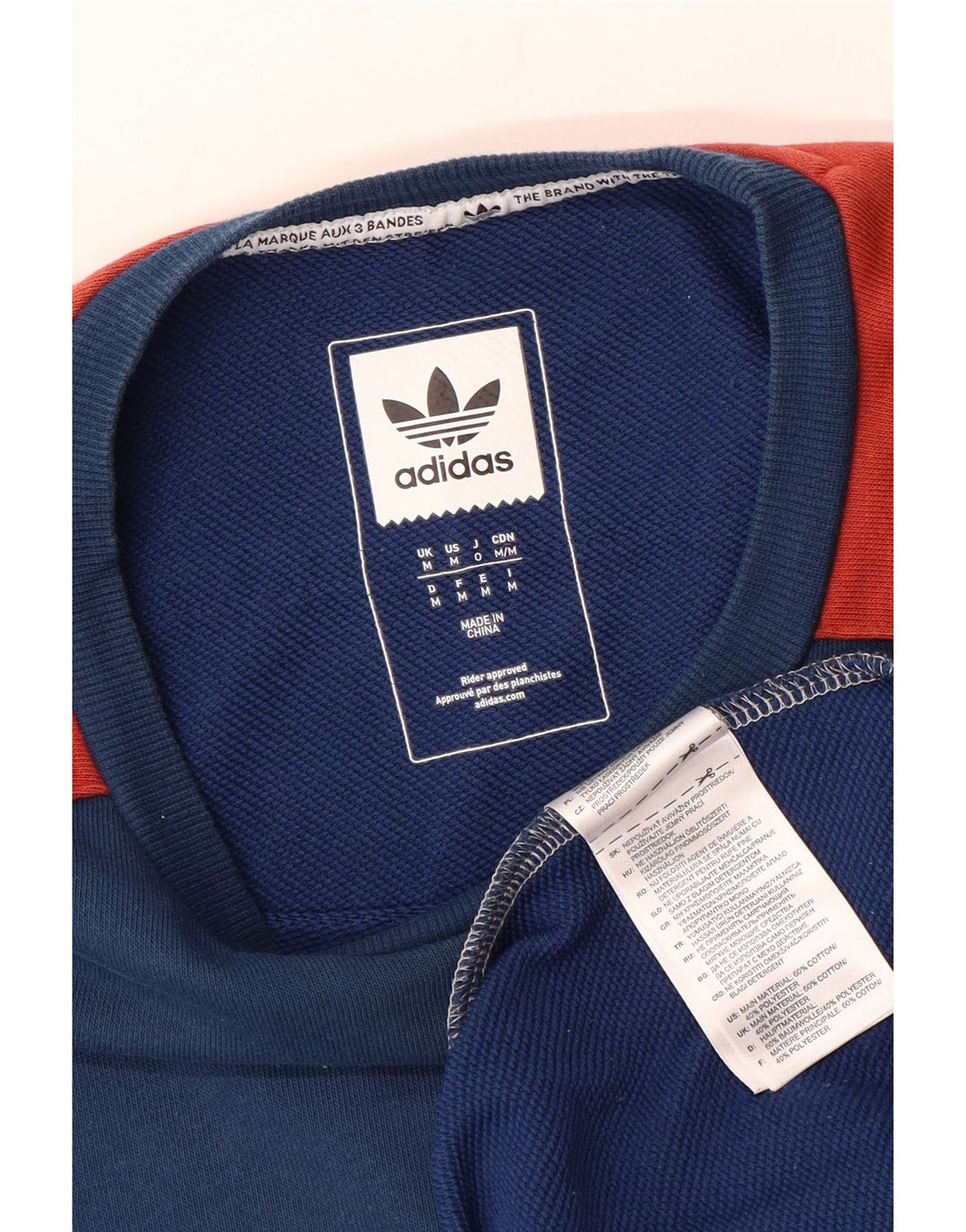 Adidas Hombre Sudadera Jumper Medium Azul Marino Colorblock Algodón