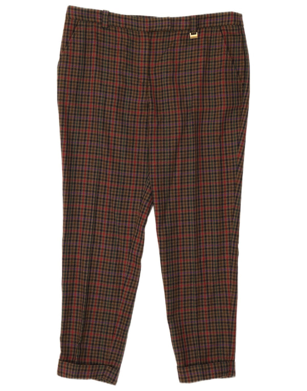 Luisa Spagnoli Pantalones cortos ajustados para mujer IT 48 XL W36 L27 Khaki Gingham